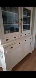 Bovenkant Buffetkast - Wit met Glazen Deuren, Huis en Inrichting, Kasten | Buffetkasten, Ophalen, 100 tot 150 cm, Glas, 100 tot 150 cm