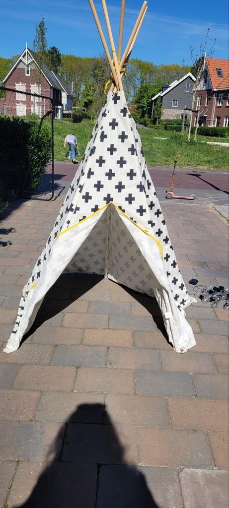 Wildfire Tipi tent voor kinderen - Zwart/Wit met kruisjes, Ophalen of Verzenden, Gebruikt