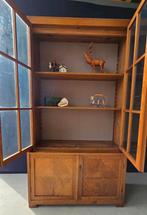 Vintage eiken Vitrinekast in Art Deco style,, Ophalen, Gebruikt, Onbekend@voorbeeld.com, Onbekend