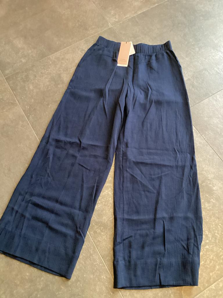 Studio Anneloes Grace Linen Look Trousers Donkerblauw S, Ophalen of Verzenden, Nieuw, Blauw, Lang
