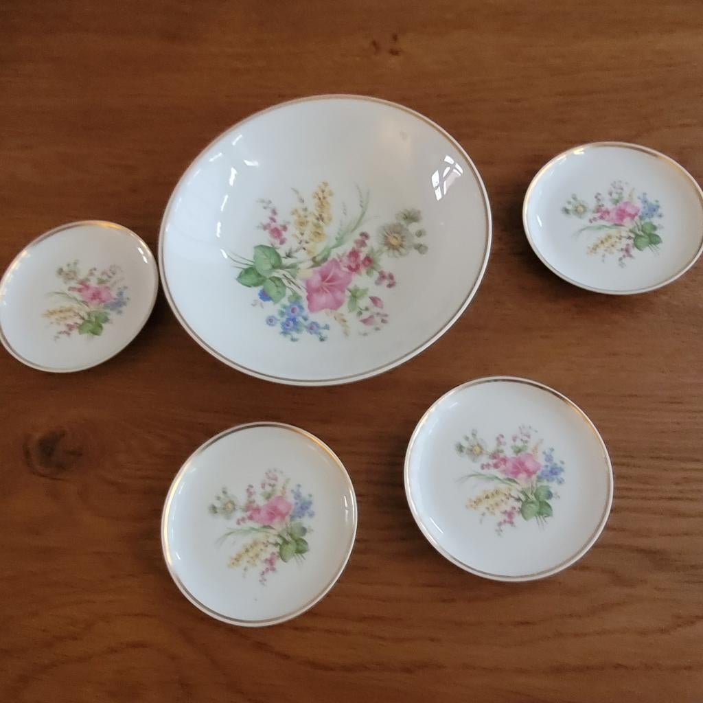 Petit- fourtje  set Rosenthal Germany met bloemen., Ophalen