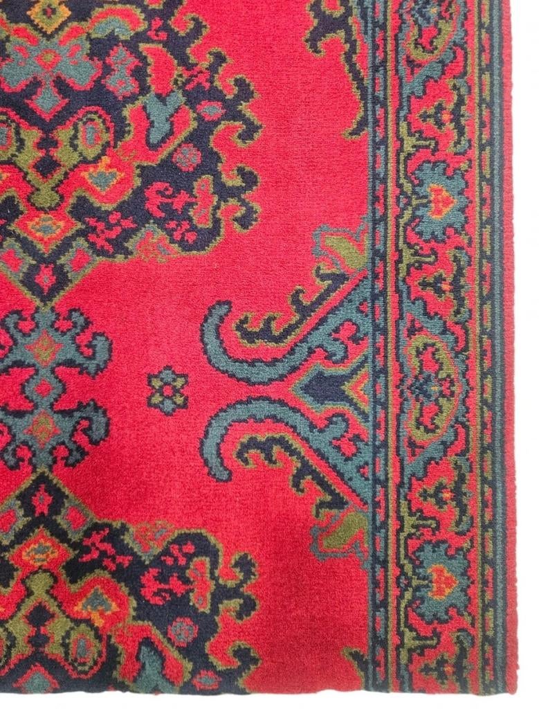 Vintage oosters wol Kazak vloerkleed loper rood 73x195cm, Groen, Zo goed als nieuw, Onbekend, Rechthoekig