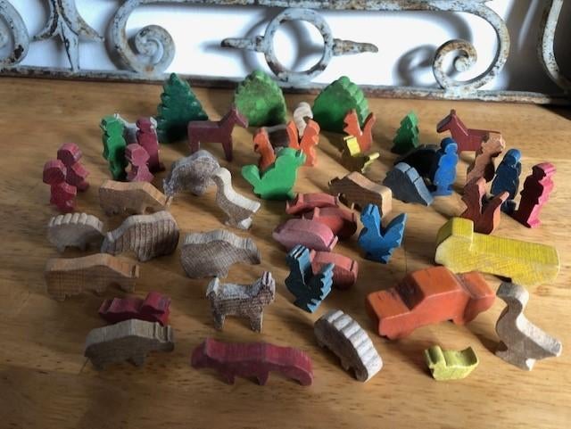 Antieke houten boerderijfiguurtjes, Antiek en Kunst, Ophalen of Verzenden