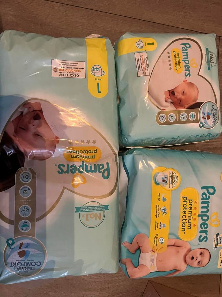 3x Pampers Premium Protection Luiers Maat 1 (2-5 kg), Ophalen of Verzenden, Nieuw, Jongetje of Meisje