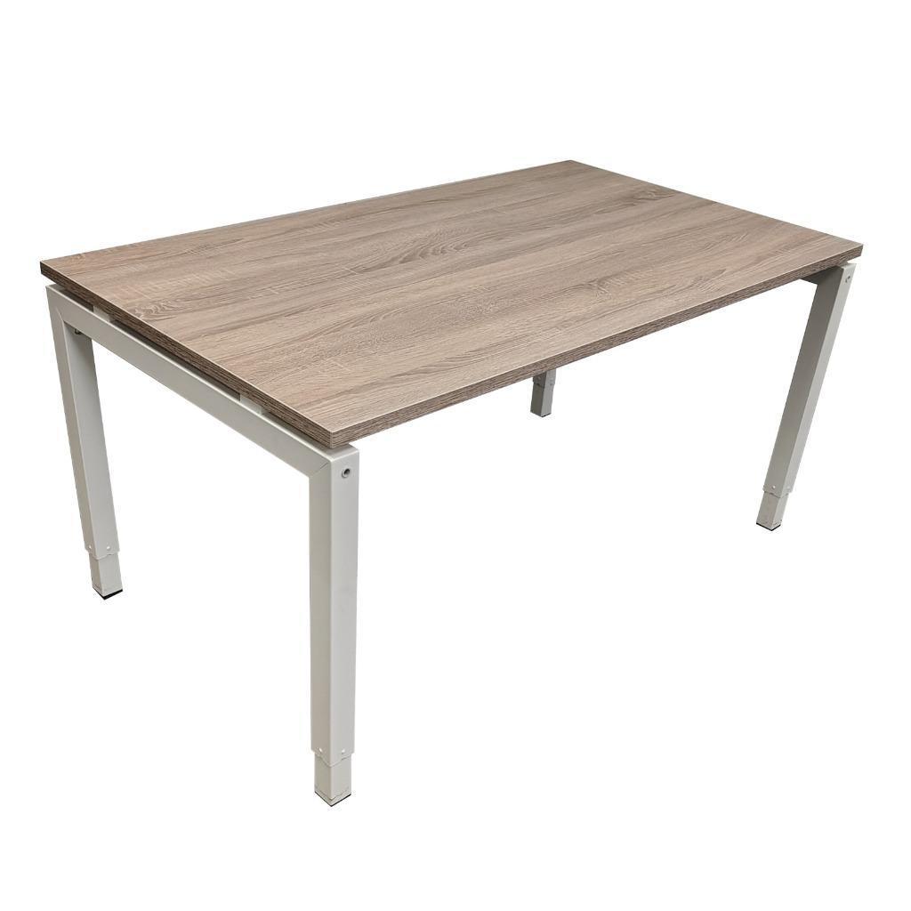 Vierpoot Slingerbureau Wit Patara Eiken Nieuw Blad B140xD80, Ophalen of Verzenden, In hoogte verstelbaar, Zo goed als nieuw