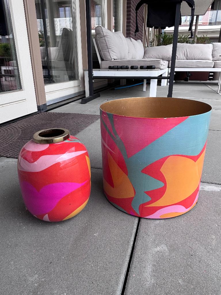 Bloempot en vaas set, Ophalen, Gebruikt, Rond, Binnen