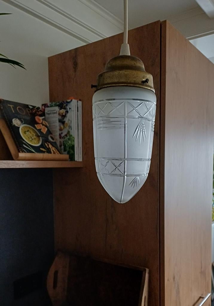Art Deco Geslepen Hanglamp / Ganglamp voor € 40, Ophalen, Minder dan 50 cm