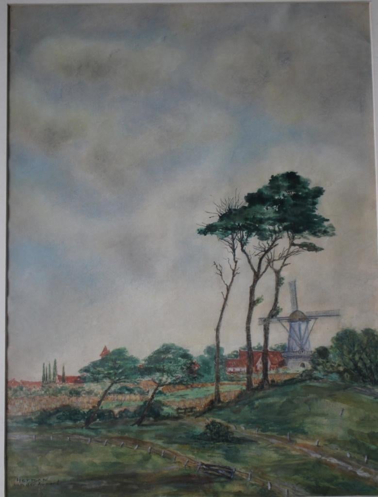 Herman van der Avoort, fraaie aquarel., Antiek en Kunst, Kunst | Schilderijen | Klassiek, Ophalen