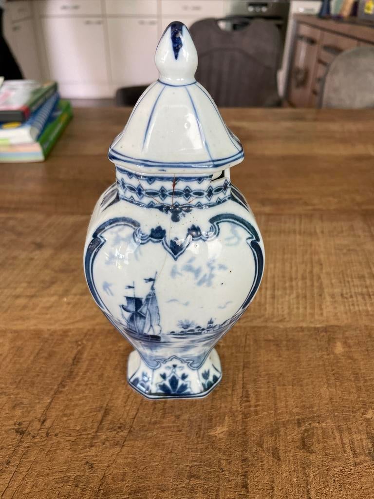 Antieke Delfts Blauwe Gemberpot met Deksel, Ophalen