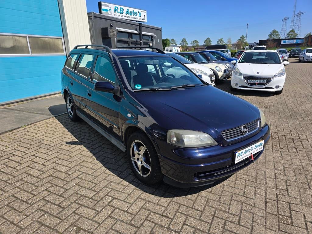 Opel Astra 1.6 8V St.wgn. 2004 Blauw Nette Auto Trekhaak, Voorwielaandrijving, Stof, Zwart, 4 cilinders