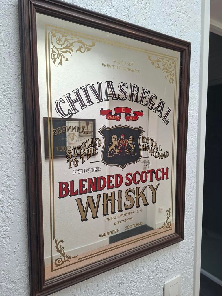 Chivas Regal vintage  mancave cafespiegel reclamespiegel, Ophalen, Rechthoekig, Minder dan 50 cm
