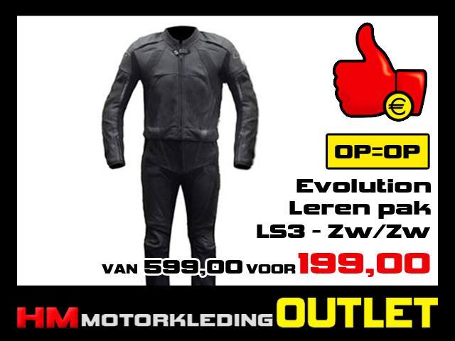 Leren motorpak Evolution LS3 Zwart-Zwart - Maat MEN 46, Motoren, Kleding | Motorkleding, Combipak, Heren, Nieuw met kaartje, Ophalen