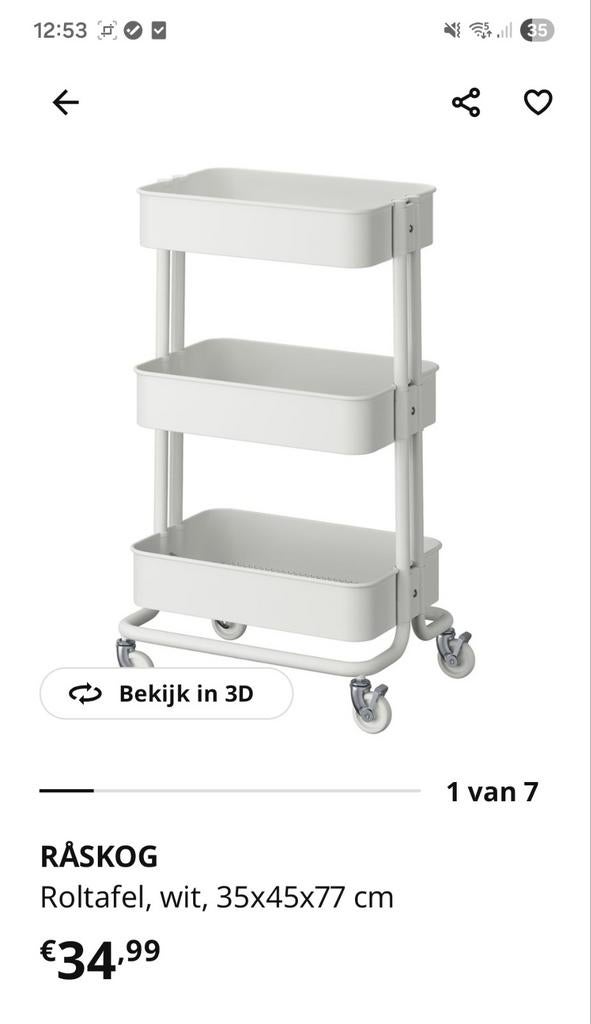 IKEA rolkarretje - Gebruikt met lichte verkleuring, Ophalen, Gebruikt