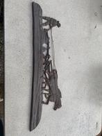 Gietijzeren wanddecoratie van paard met ploeg, Ophalen of Verzenden