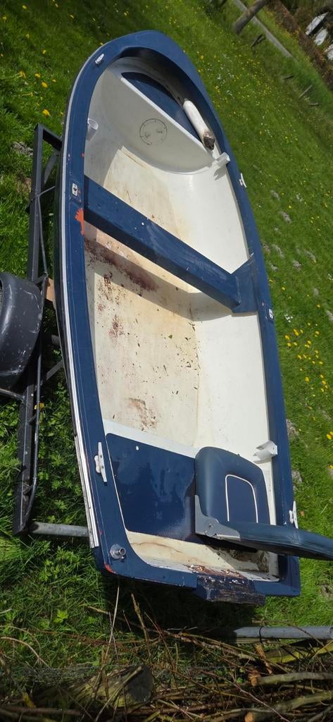 polyester boot met 6pk buitenboordmotor, Ophalen, Gebruikt, Minder dan 10 pk, Tot 6 meter