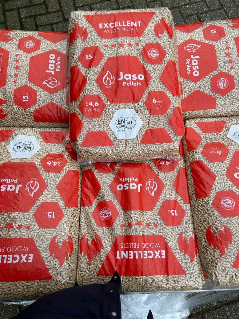 Jaso houtpellets 65 x 15kg, Minder dan 3 m³, Ophalen
