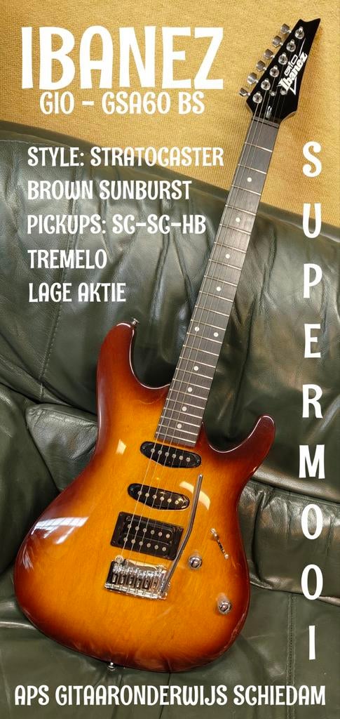 SUPERNIEUWSTAAT IBANEZ GIO GSA60 BS SUPERSTRATOCASTER, Muziek en Instrumenten, Snaarinstrumenten | Gitaren | Elektrisch, Nieuw