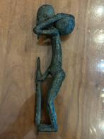 Vintage Afrikaans Bronzen Beeldje - Man met Kruik, Antiek en Kunst, Ophalen of Verzenden