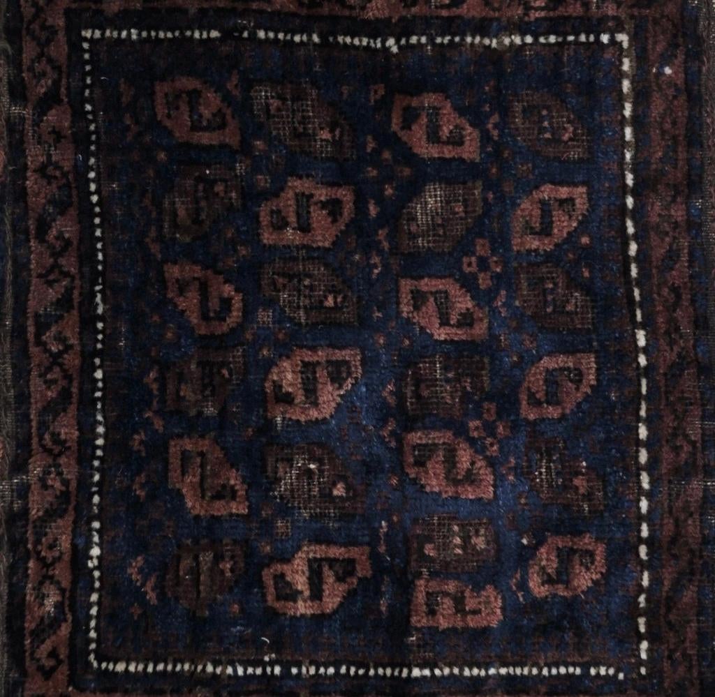 Handgeknoopt Perzisch wol Beloutch tapijt kussen 55x66cm, Persian Perzisch vintage oosters hype, Gebruikt, 50 tot 100 cm, HYPE POP-UP