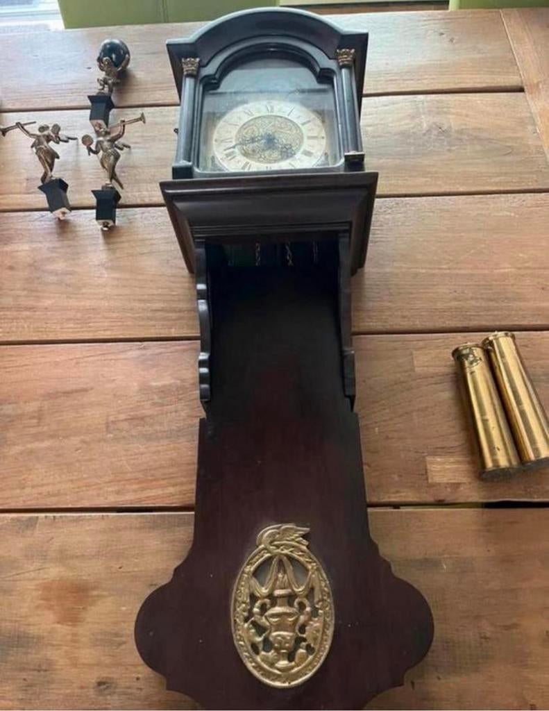 Zaanse Wandklok incl 3 Ornamenten + Messing Gewichten, Antiek en Kunst, Ophalen of Verzenden