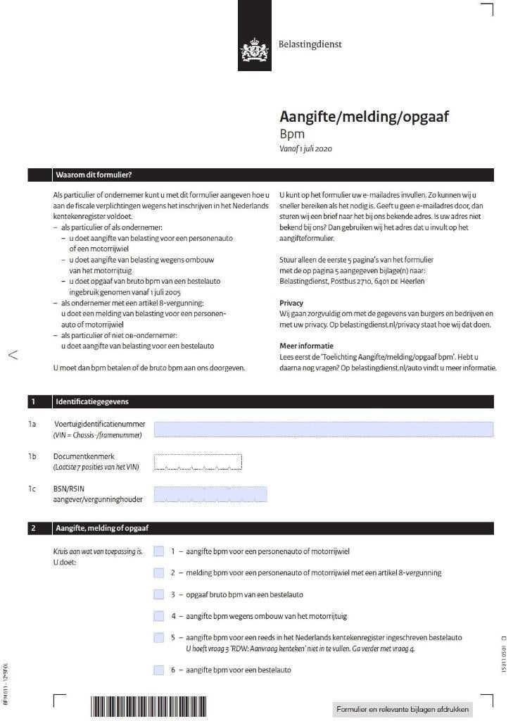 Auto invoeren/importeren hulp nodig bij BPM Aangifte invoele, Ophalen of Verzenden