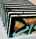 Vintage Antieke 1920s Jugendstil Tegels Tiles Tulpen Tulips, Nieuw, Minder dan 20 cm, Minder dan 5 m², Wandtegels