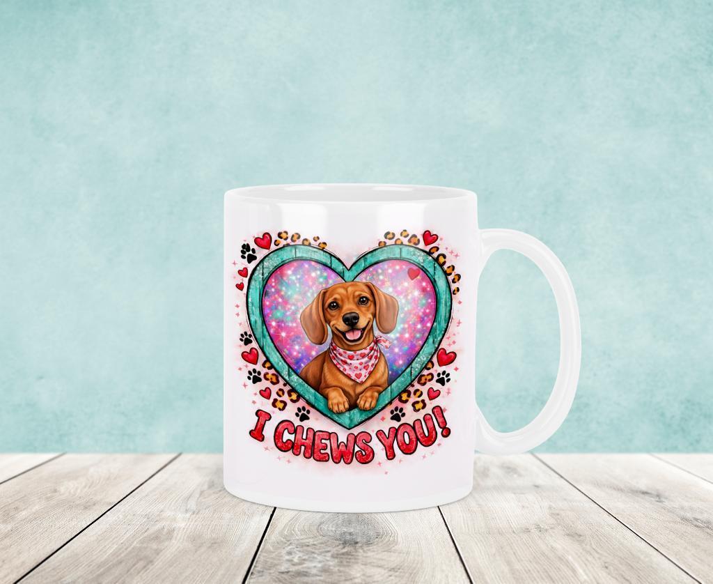 I Chews You Teckel Mok - Valentijnsdag, Verzenden, Keramiek, Nieuw, Overige stijlen