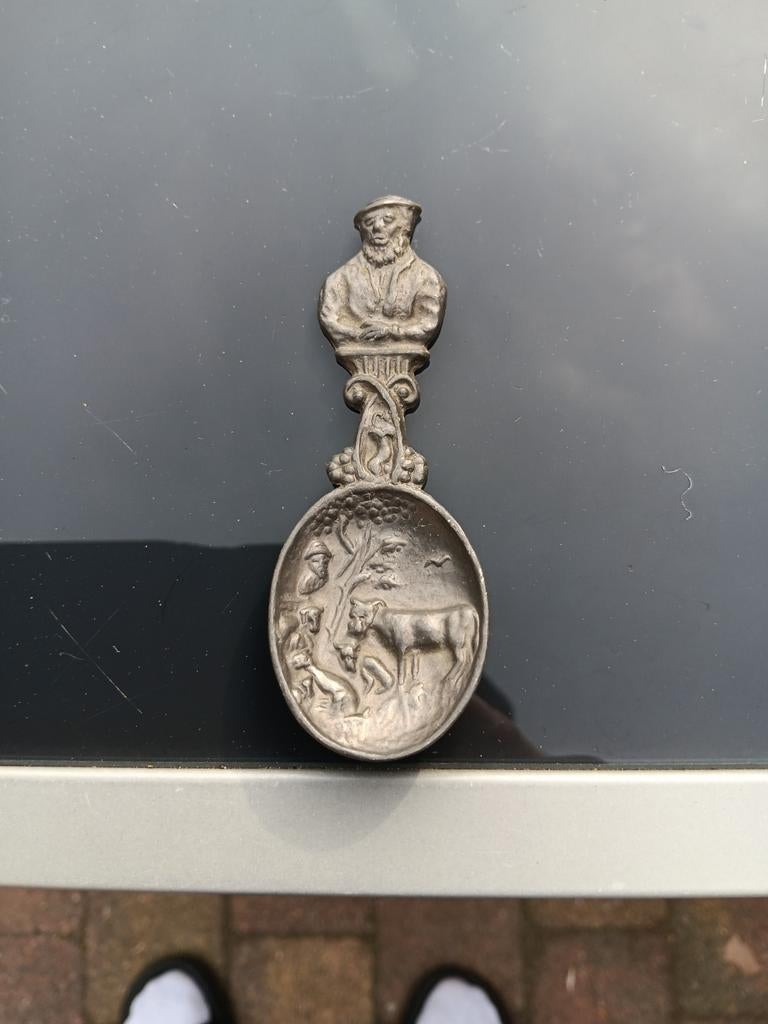Antieke Oud-Hollands Tingieterij Tiel herinneringslepel, Antiek en Kunst, Antiek | Tin, Ophalen of Verzenden
