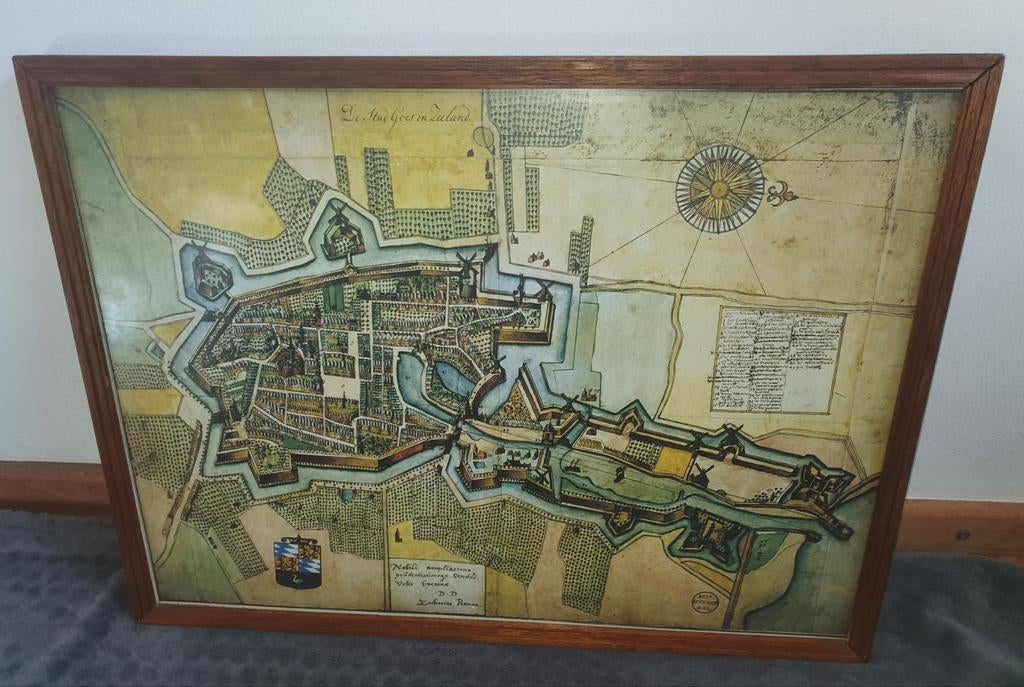 Historische kaart van de stad Goes 17e eeuw, Antiek en Kunst, Ophalen, Geschiedenis