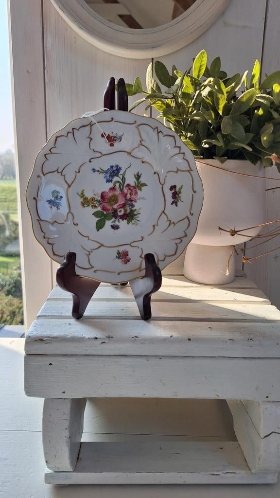 Vintage sierbordje, Weimar porselein, bord met bloemmotief, Gebruikt, Ophalen of Verzenden, Overige stijlen, Nvt