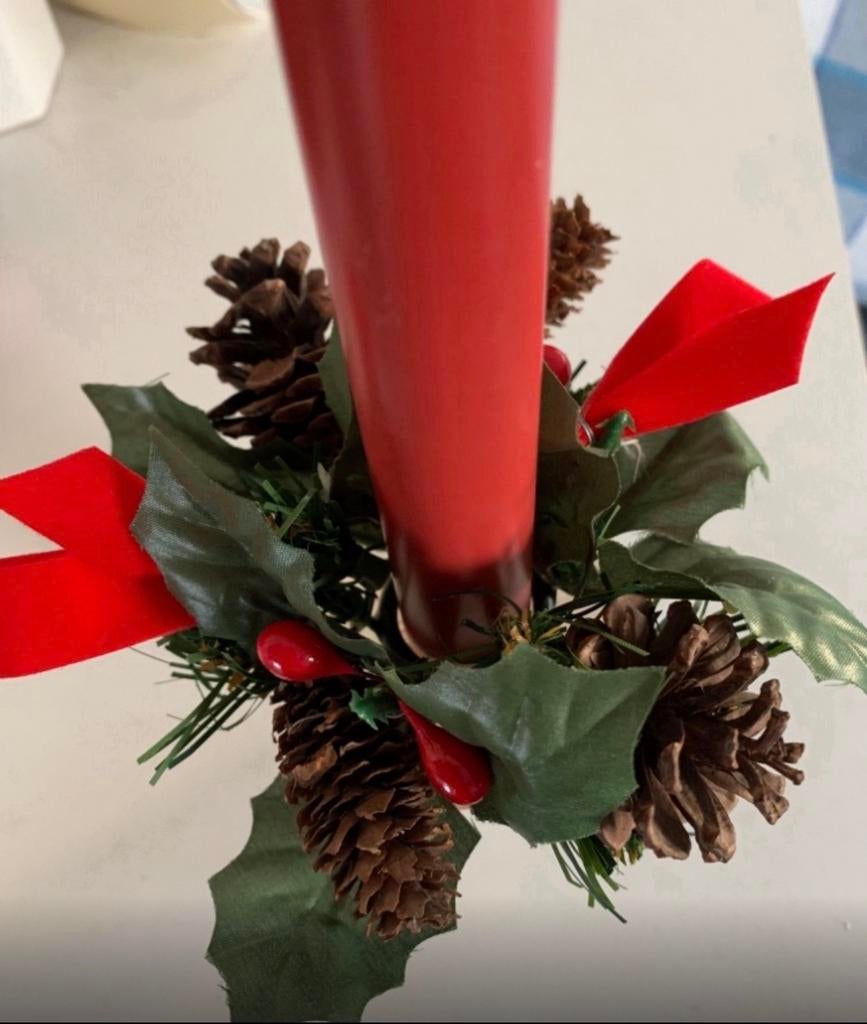 Kerst zijdenbloem ring voor kaars, Ophalen of Verzenden, Zo goed als nieuw