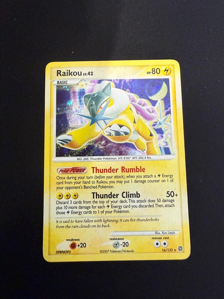 Pokémon kaart Raikou LV.42 DP secret wonders exc, Ophalen of Verzenden, Gebruikt, Losse kaart, Foil