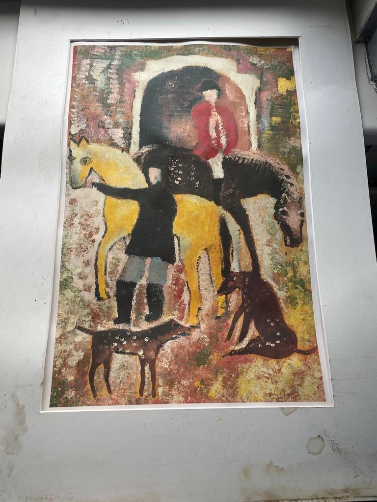 Jagers met paarden en honden - 1943, Grafisch Museum Groning, Antiek en Kunst, Ophalen of Verzenden