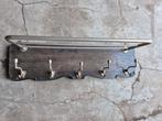 Vintage wandkapstok met hoedenrek en 6 haken, Wandkapstok, Gebruikt, Ophalen of Verzenden, Minder dan 100 cm