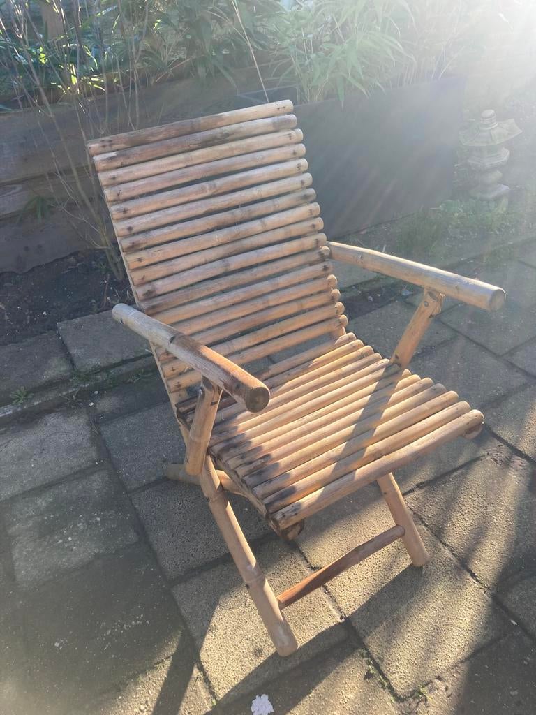 Bamboe tuinstoel inklapbaar, Ophalen, Zo goed als nieuw, Rotan, Inklapbaar