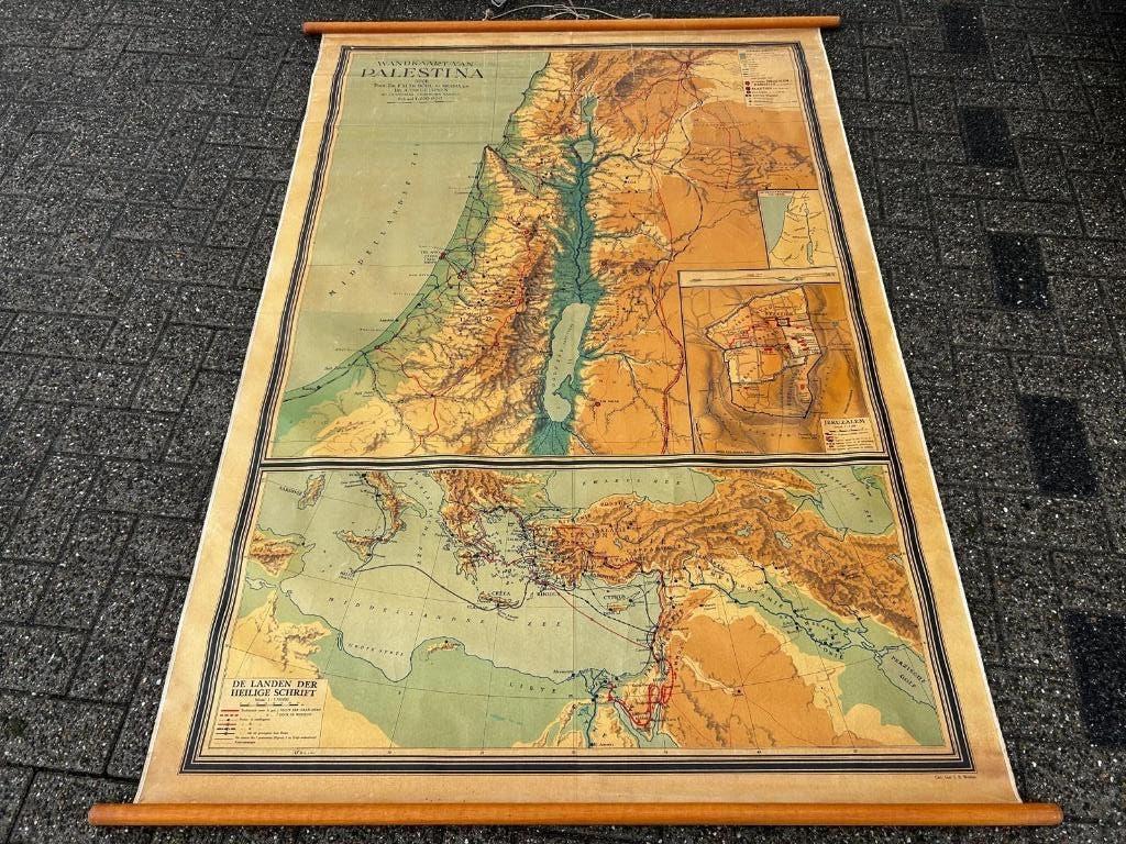 Grote wandkaart van Palestina / Israël, Ophalen of Verzenden, Aardrijkskunde