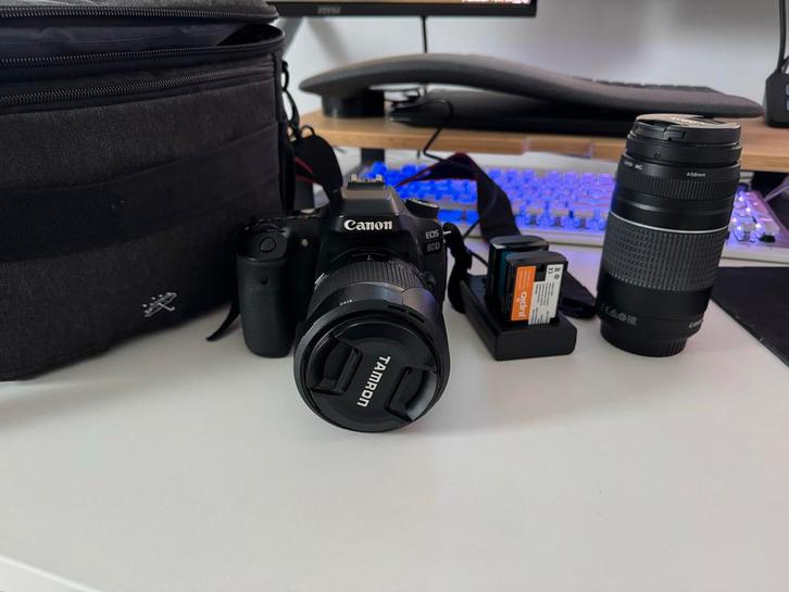 Canon EOS 80D body met 2 lenzen en accessoires, Audio, Tv en Foto, Fotocamera's Digitaal, Gebruikt, Spiegelreflex, Canon, 8 keer of meer