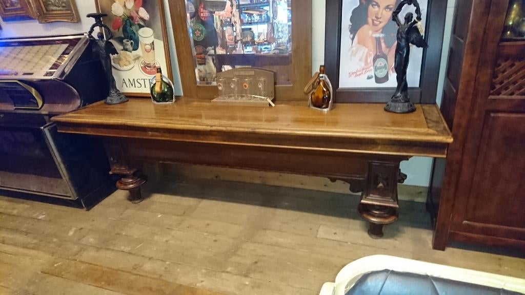 Antieke grote wand tafel 227 cm Café of Engelse pub stijl, Ophalen