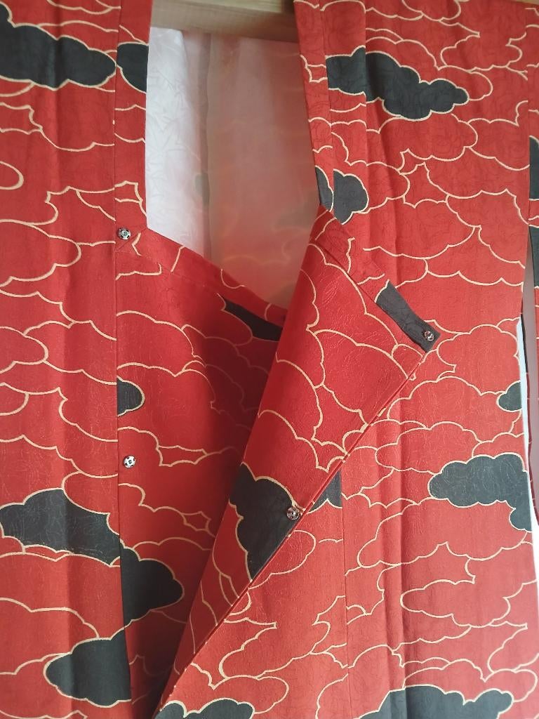 Traditionele Japanse Kimono michiyuki jas red cloud, Ophalen of Verzenden