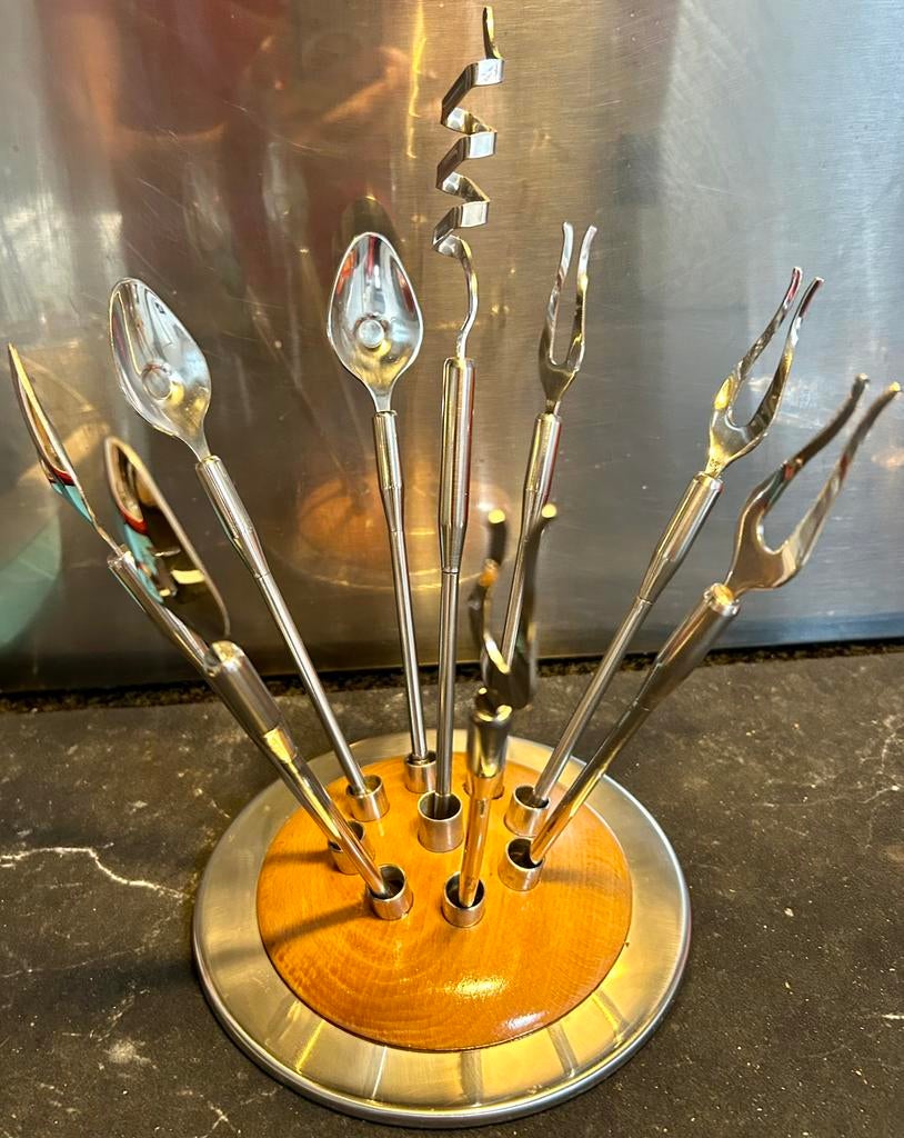 RVS Cocktail-set jaren 80, Ophalen, Overige typen, Zilver, Zo goed als nieuw