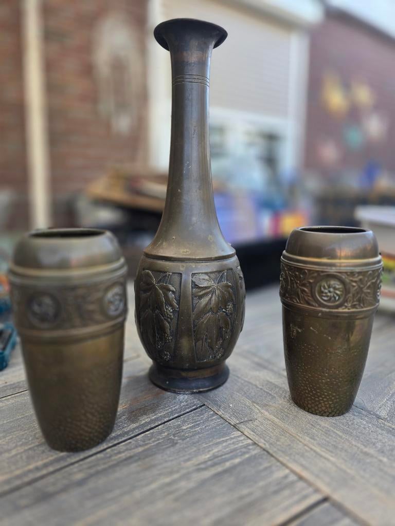 Antieke bronzen vazen Jugendstil, Antiek en Kunst, Antiek | Vazen, Ophalen of Verzenden