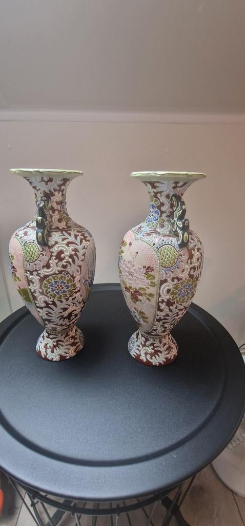 Prachtig stel Satsuma vazen - 38cm hoog, Antiek en Kunst, Ophalen