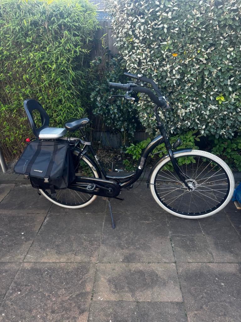 Mamafiets met fietstas en achterzitje - klaar voor gebruik!, Fietsen en Brommers, Fietsen | Dames | Moederfietsen, Gebruikt, Overige merken