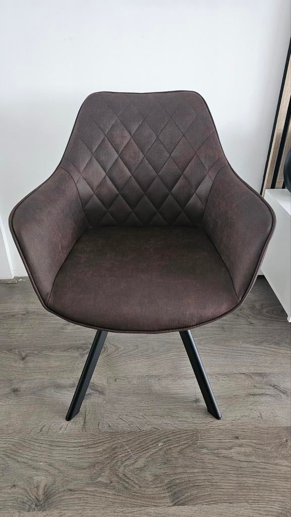 6 x Moderne bruine eetkamerstoel, Huis en Inrichting, Stoelen, Ophalen, Bruin, Nieuw, Stof