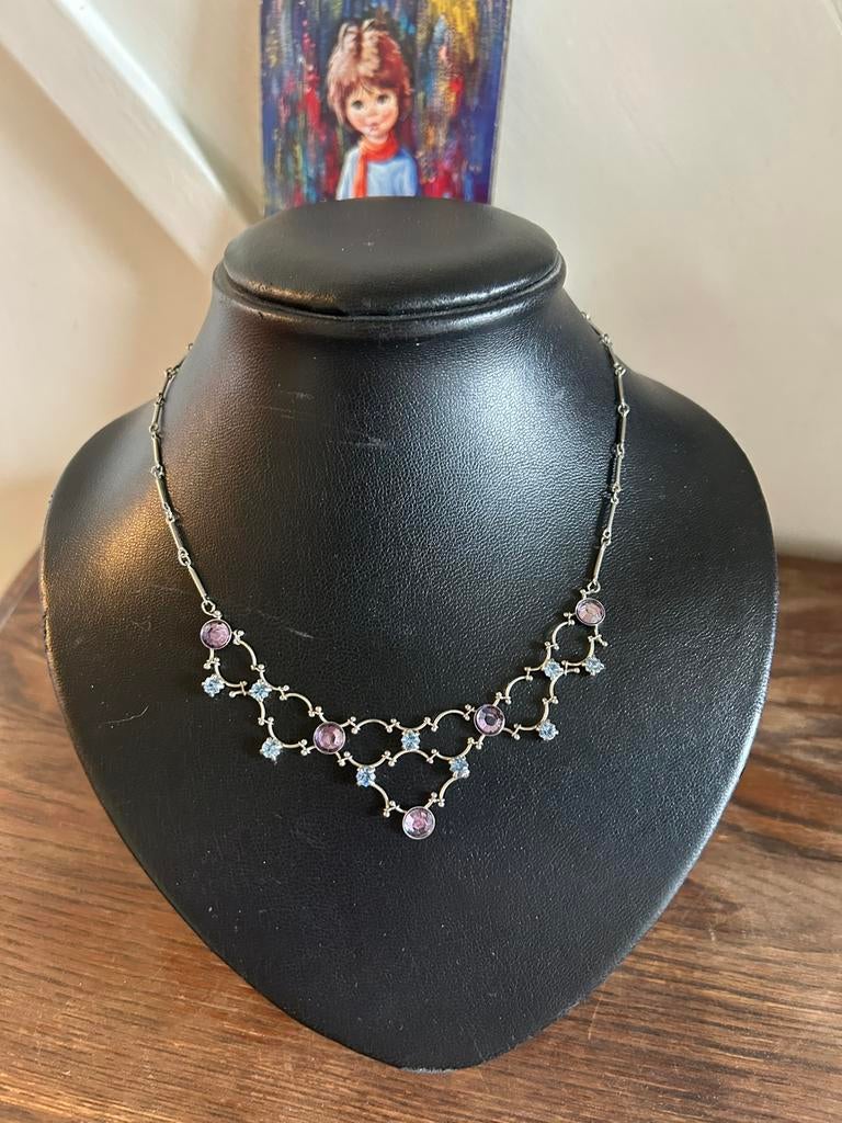 Vintage ketting met steentjes, Ophalen of Verzenden, Gebruikt, Overige materialen