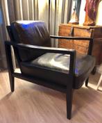 ELEONORA FAUTEUIL OLAF LEDER ZWART 77 X 68 X 78, Ophalen, Gebruikt, 75 tot 100 cm, Leer