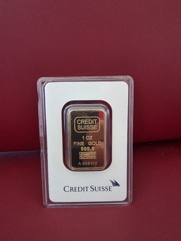 Credit Suisse Goldbar 1 ounce (31.1g), Postzegels en Munten, Edelmetalen en Baren, Ophalen of Verzenden, Goud