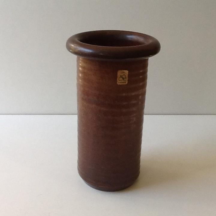 Grote Bruine Retro vintage Vaas van Ecri Katwijk, Overige kleuren, Ophalen of Verzenden, Minder dan 50 cm, Glas