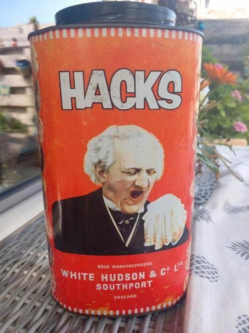 Oud blik Hacks afkomstig uit Engeland, Verzamelen, Blikken, Gebruikt, Overige, Ophalen of Verzenden