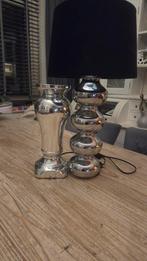 Mooie zilveren bollamp met kap en pilaar, Gebruikt, 50 tot 75 cm, Ophalen of Verzenden, Stof